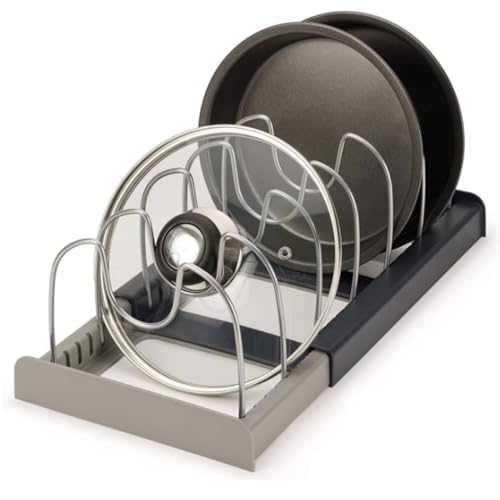 Tusmad Expanding Cookware Organizer Space Saving Storage For Pan Lids Baking Trays Pot & Pan Organizers Countertop Rack Pot Lid Organizers Pot Racks Pot Holder Stainless Steel Adjustable Dividers - Image 1