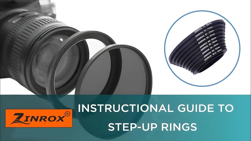 ZINROX 40.5mm to 82mm Stepping Up Lens Filter Adapter Rings, 9 Pieces Set, Sizes: 40.5-49mm, 49-52mm, 52-55mm, 55-58mm, 58-62mm, 62-67mm, 67-72mm, 72-77mm, and 77-82mm Step Up Ring - Image 2