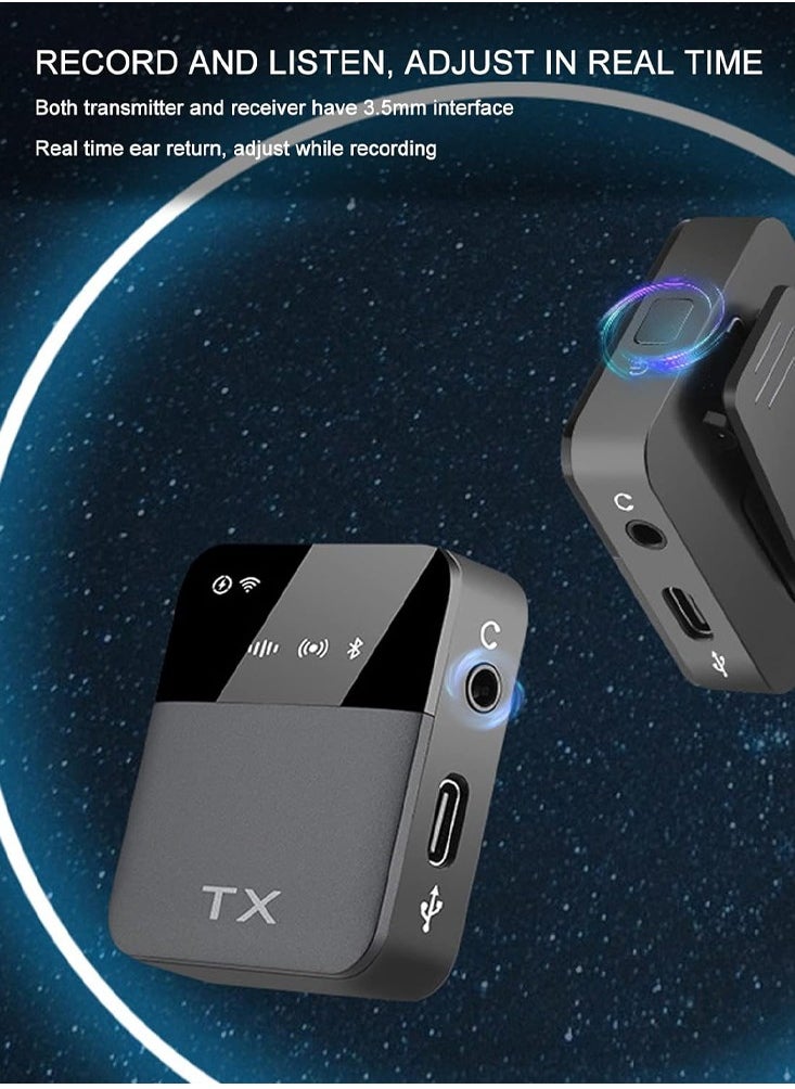 Mi techo Mi techo 2.4G Wireless Lavalier Microphone System 1 for 2 Live Noise Cancelling Clip On Mic for Mobile Phone Live Outdoor Interview Conference Recording  - Image 3