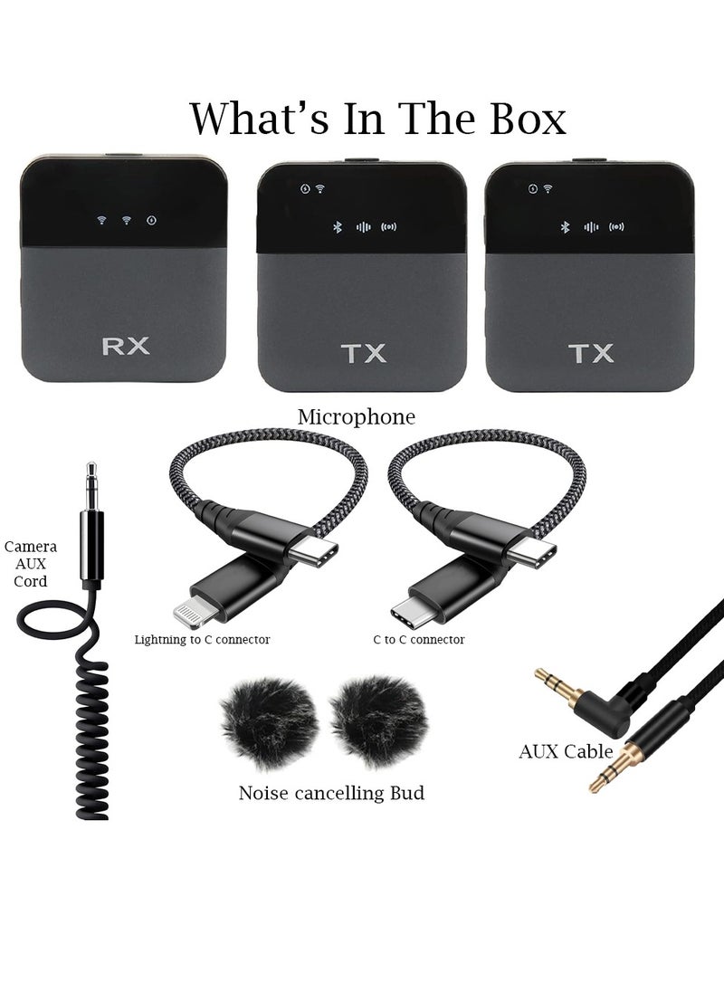 Mi techo Mi techo 2.4G Wireless Lavalier Microphone System 1 for 2 Live Noise Cancelling Clip On Mic for Mobile Phone Live Outdoor Interview Conference Recording  - Image 5