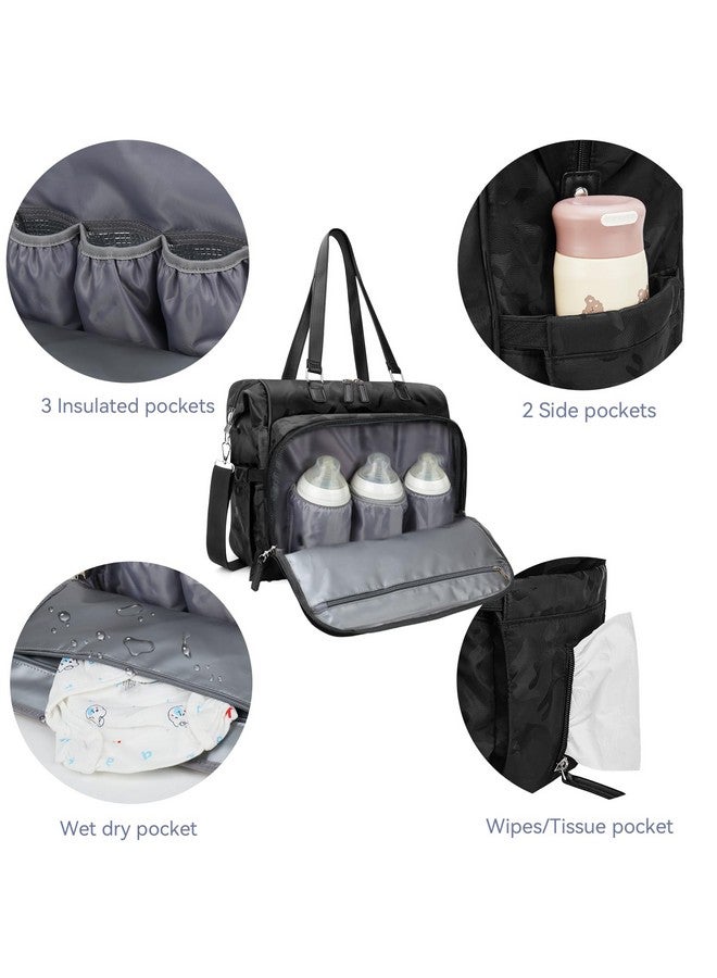 Pripher 4 in 1 Convertible Daddy Bag Backpack, Camo Black Diaper Backpack for Dad and Mom, Father's Bag for Hospital with DADDY BAG Imprint, Baby Care Diaper Backpack & Tote with 14 Pockets - Image 3