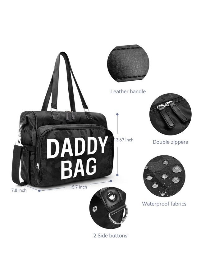 Pripher 4 in 1 Convertible Daddy Bag Backpack, Camo Black Diaper Backpack for Dad and Mom, Father's Bag for Hospital with DADDY BAG Imprint, Baby Care Diaper Backpack & Tote with 14 Pockets - Image 4