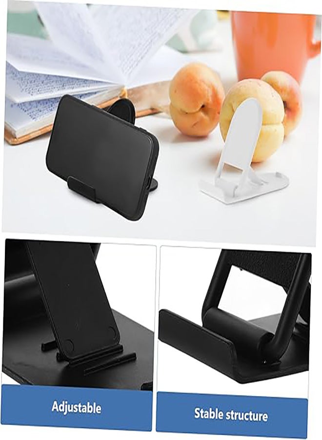 Mini Desktop Cell Phone Holder, 4-Level Adjustable, Creative Foldable Design With Card Clip, Plastic Cell Phone Stand - Black - Image 4
