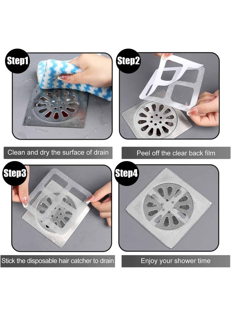 Anmi 50 Pcs Disposable Drain Covers , 10x10cm Hair Catcher Stickers & Mesh Sheets | for Shower, Bath, Sink, Laundry Drain Protection | Square Hair Strainer - Image 3