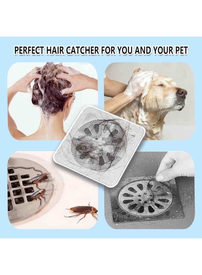 Anmi 50 Pcs Disposable Drain Covers , 10x10cm Hair Catcher Stickers & Mesh Sheets | for Shower, Bath, Sink, Laundry Drain Protection | Square Hair Strainer - Image 4