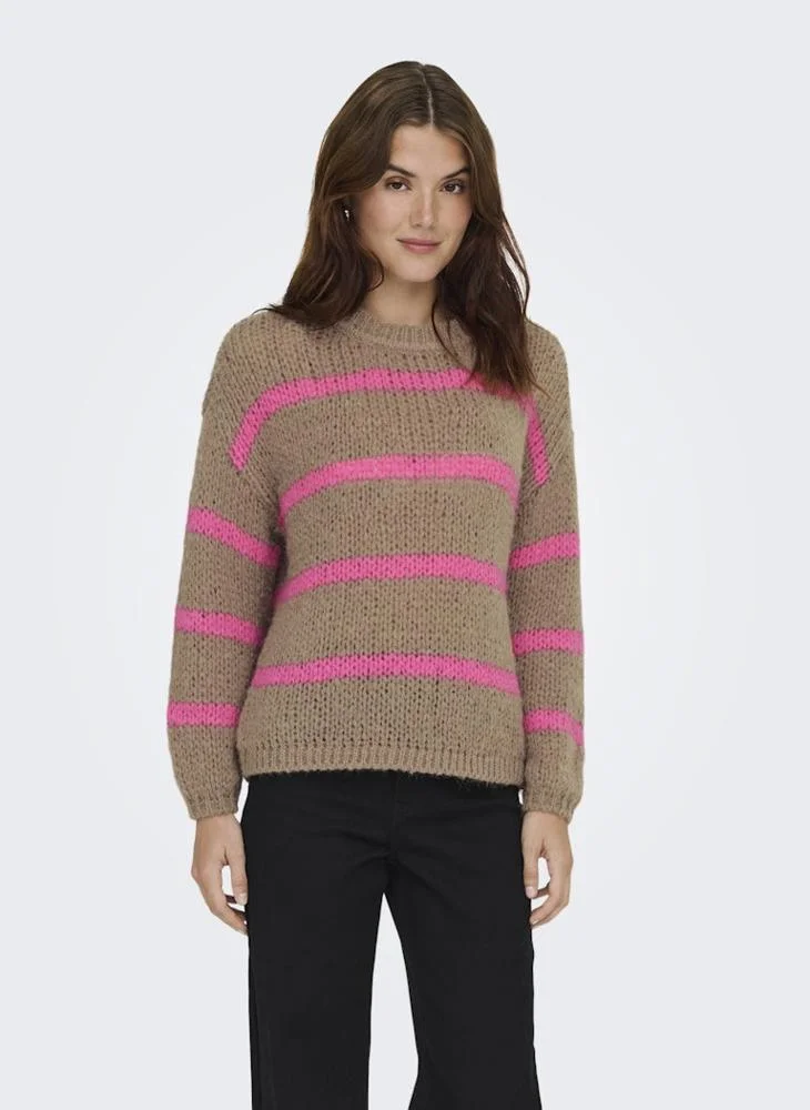 ONLY ONLALYSSA LIFE Long Crew NECK Knitted Sweater