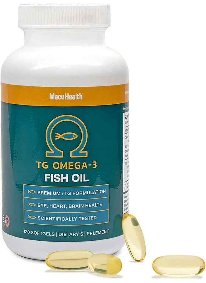 Macuhealth - Omega 3 Fish Oil 1100Mg Dha 1100Mg Epa Eye & Heart Health Supplement Natural Triglyceride Formula Gluten Free Environmentally Sustainable Resources 120 Softgels - Image 1