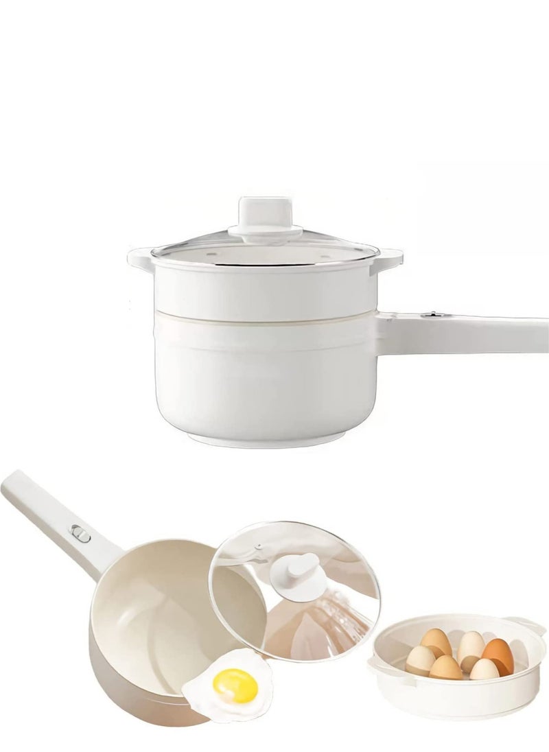 XiuWoo 2L electric hot pot with steamer and temperature control non-stick electric cooker shabu shabu, electric skillet,frying pan,electric saucepan,for noodles, egg, steak, suté, steam, oatmeal and soup  - Image 1