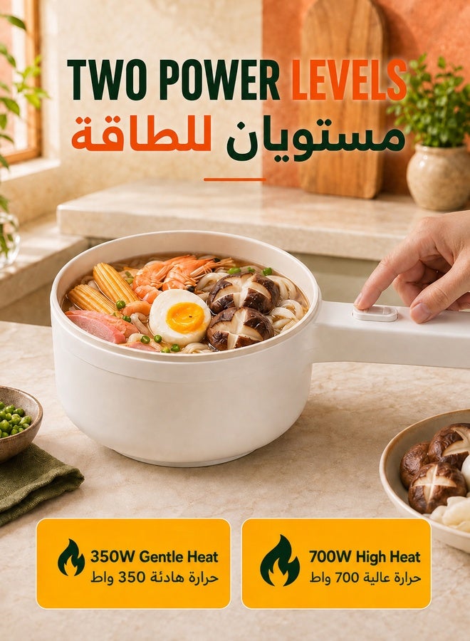 XiuWoo 2L electric hot pot with steamer and temperature control non-stick electric cooker shabu shabu, electric skillet,frying pan,electric saucepan,for noodles, egg, steak, suté, steam, oatmeal and soup - Image 3