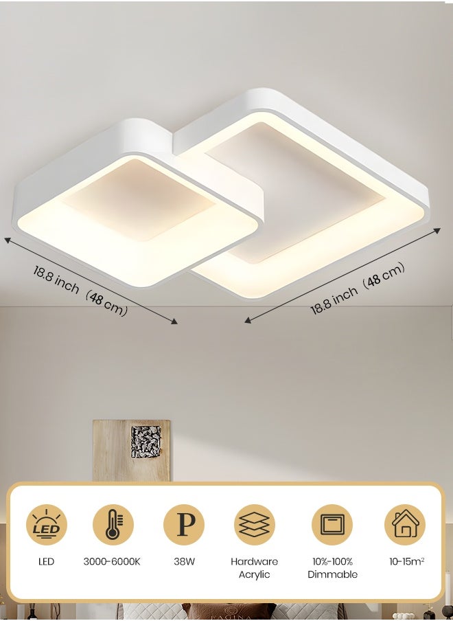 YATAI LIGHTING Modern LED Ceiling Light, 95cm, 36W, Remote Control LED Ceiling Dimmable 3000K-6000K, White Flush Mount Lighting Fixture for Bedroom, Living Room, Library  - Image 2