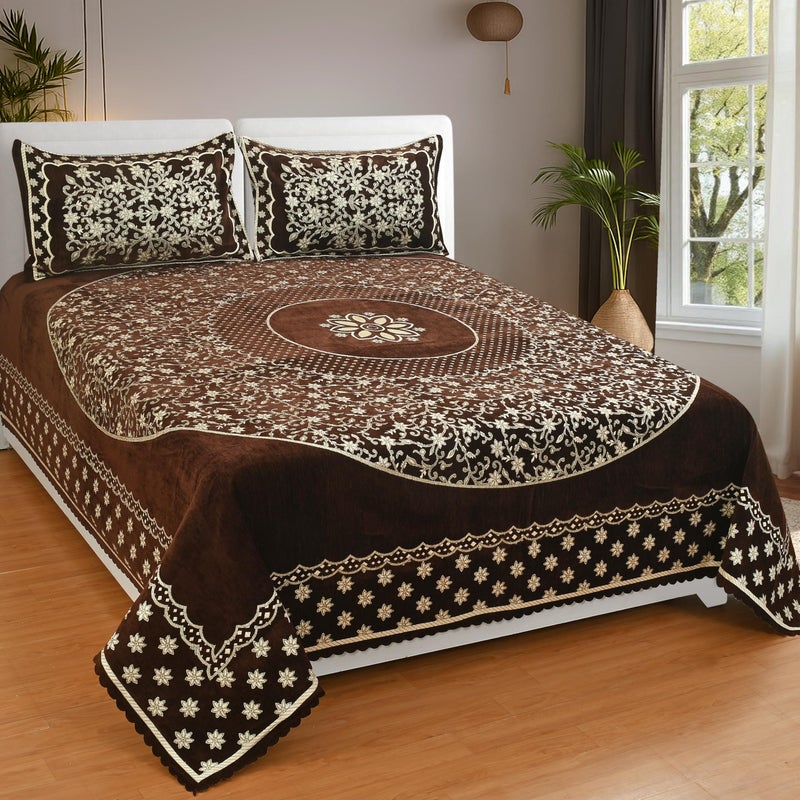 jayvaam Luxury Velvet Bedsheet – King Size Luxury Bed Sheet – Ultra Soft, Cozy & Warm Bedding for Bedroom – Hypoallergenic & Elegant Velvet Texture (Crystal 01 Coffee 100X100, Velvet Bedsheet) - Image 5