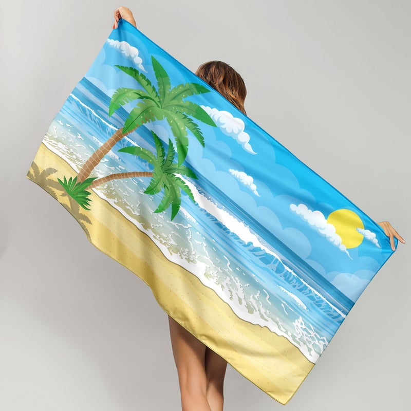 Foreign Trade Microfiber Printed Swimming Quick-Drying Beach Towel Seaside Non-Stick Sand Beach Towel - Image 1