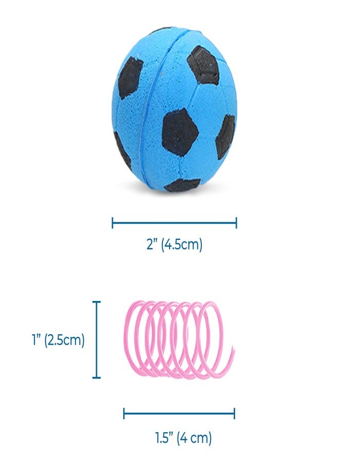 SunGrow Cat Soccer Balls & Coil Springs, Feline Entertainment for Indoor Kitten, Woven Colorful Wire Tube & Squishy Foam Sponge Balls, Heavy Plastic Pet Interactive Spiral, Cat Supplies & Accessories - Image 4
