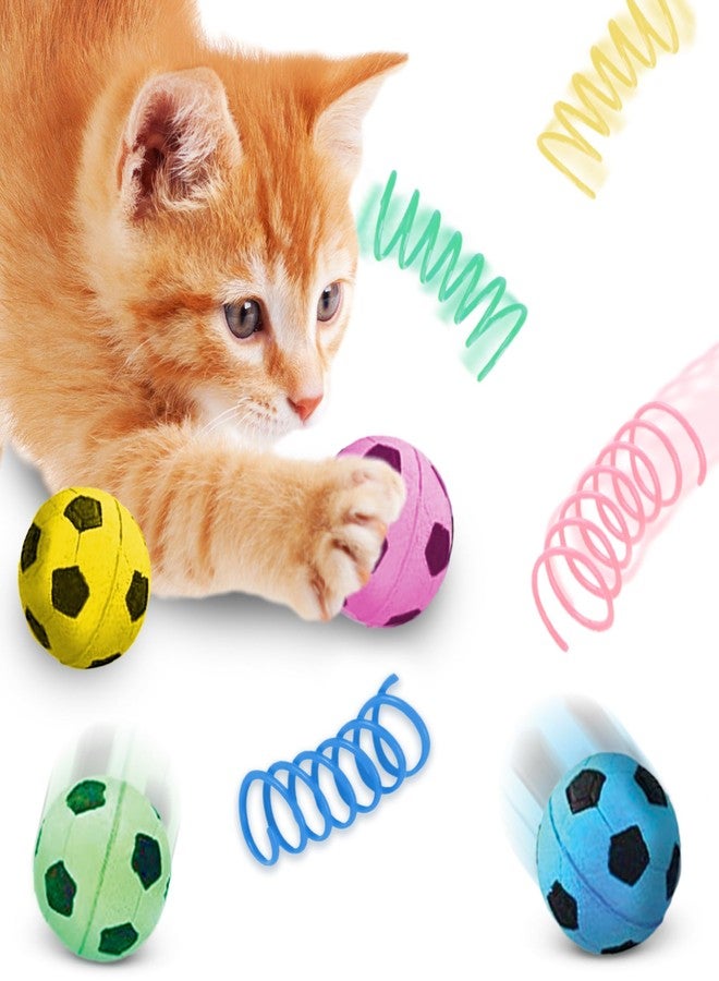SunGrow Cat Soccer Balls & Coil Springs, Feline Entertainment for Indoor Kitten, Woven Colorful Wire Tube & Squishy Foam Sponge Balls, Heavy Plastic Pet Interactive Spiral, Cat Supplies & Accessories - Image 3