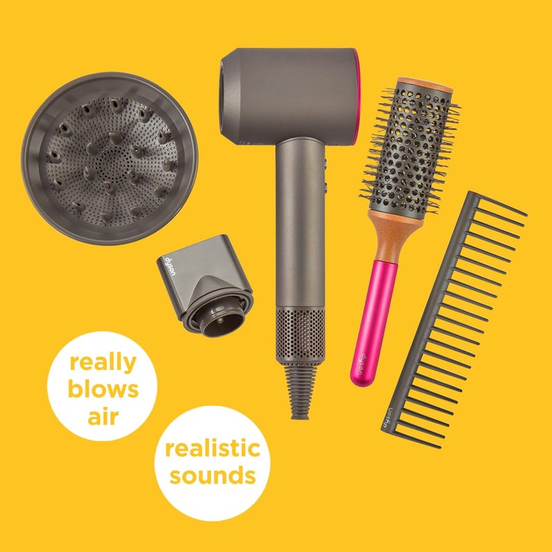 Casdon 73252 Dyson Supersonic Styling Set | Interactive Toy Hairdryer for Children Aged 3 Years & Up | Looks and Works Like The Real Thing, Grey - Image 2