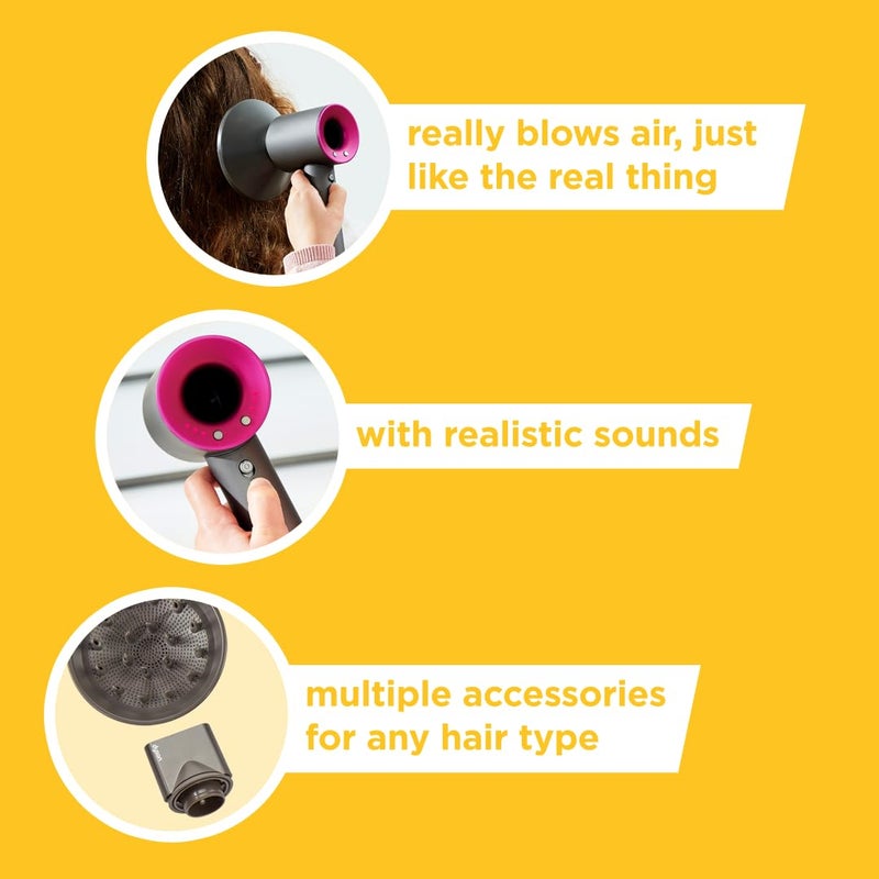 Casdon 73252 Dyson Supersonic Styling Set | Interactive Toy Hairdryer for Children Aged 3 Years & Up | Looks and Works Like The Real Thing, Grey - Image 5