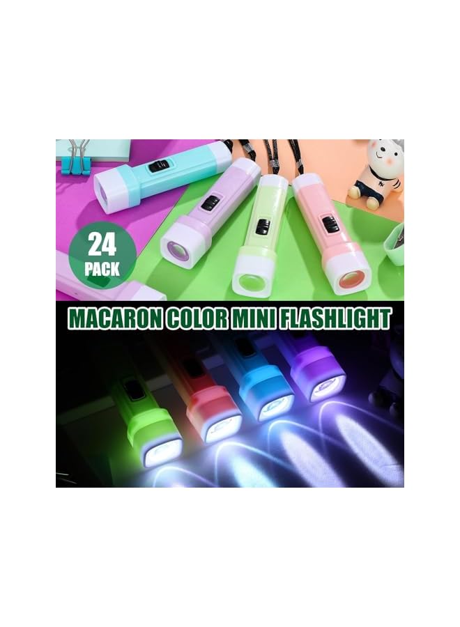 promass 24 Pcs Mini Flashlight for Kids with Rope Bulk, 4 Colors Kids Led Flashlight, Lightweight Handheld Flashlight Small Flashlights, for Hiking Camping Party Favors - Image 2
