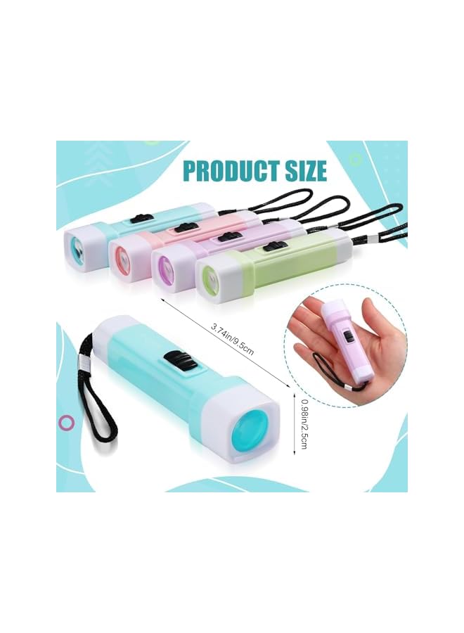 promass 24 Pcs Mini Flashlight for Kids with Rope Bulk, 4 Colors Kids Led Flashlight, Lightweight Handheld Flashlight Small Flashlights, for Hiking Camping Party Favors - Image 3
