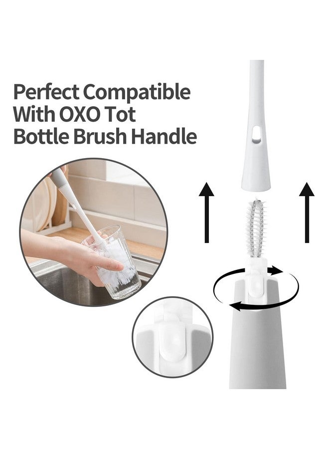 UXIETIN رأس استبدال فرشاة الزجاجات متوافق مع OXO، رأس إعادة تعبئة فرشاة الأطباق المرنة متوافق مع OXO، 2 قطع، حجم كبير (رأس الفرشاة فقط، المقبض غير مشمول) - Image 4