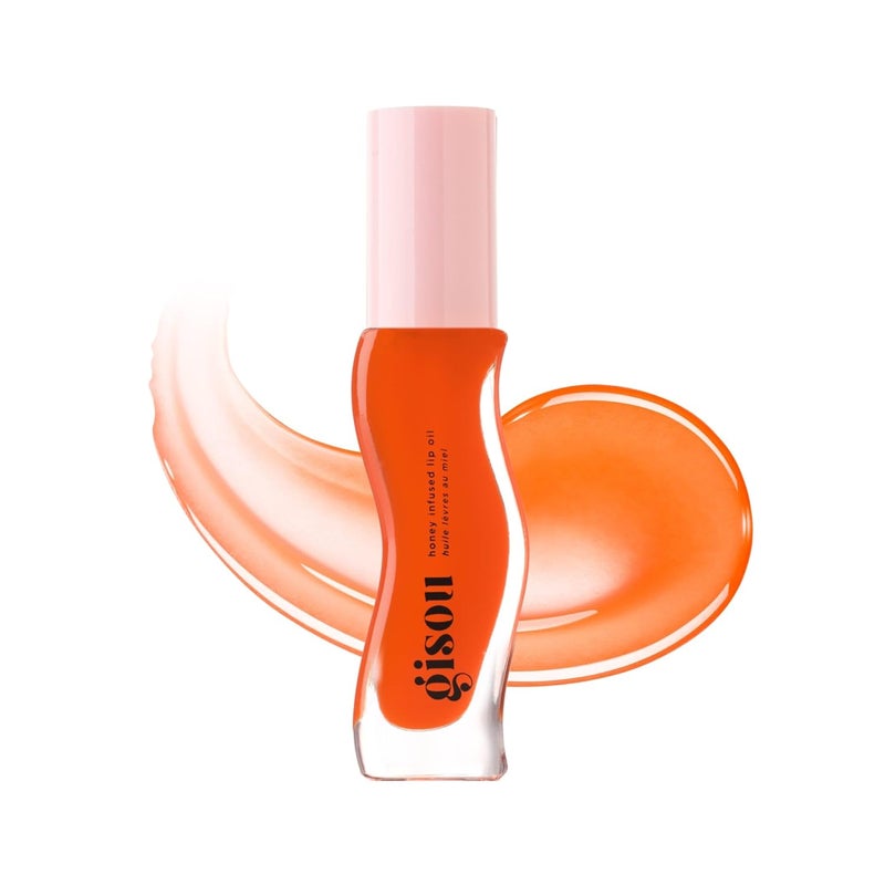 Gisou Honey Infused Hydrating Lip Oil, Nourishing Lip Moisturizer for Dry Lips, High Shine, Smooth Finish, Sheer Hot Coral Shade, Tropical Mango Passion Fruit Scent, Mango Passion Punch, 8ml