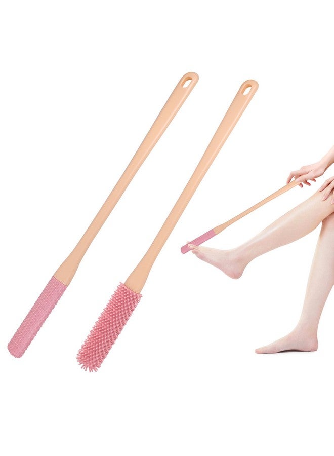 OWIIZI Toe Cleaning Brush 15.7" Foot Scrubber In Shower With Long Handle Silicone Foot Brush Soft Skin Exfoliation Lotion Applicator For Foot Seniors,Elderly, Men And Women 2Pack - Image 1