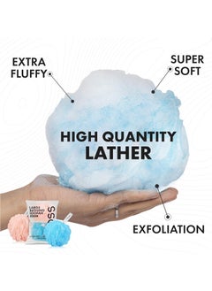 ROSS ross Large Bath Loofah Sponge Scrubber Exfoliator for High Lather Cleansing (Peach and Blue)  - Image 4