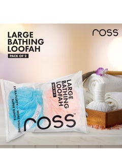 ROSS ross Large Bath Loofah Sponge Scrubber Exfoliator for High Lather Cleansing (Peach and Blue)  - Image 5
