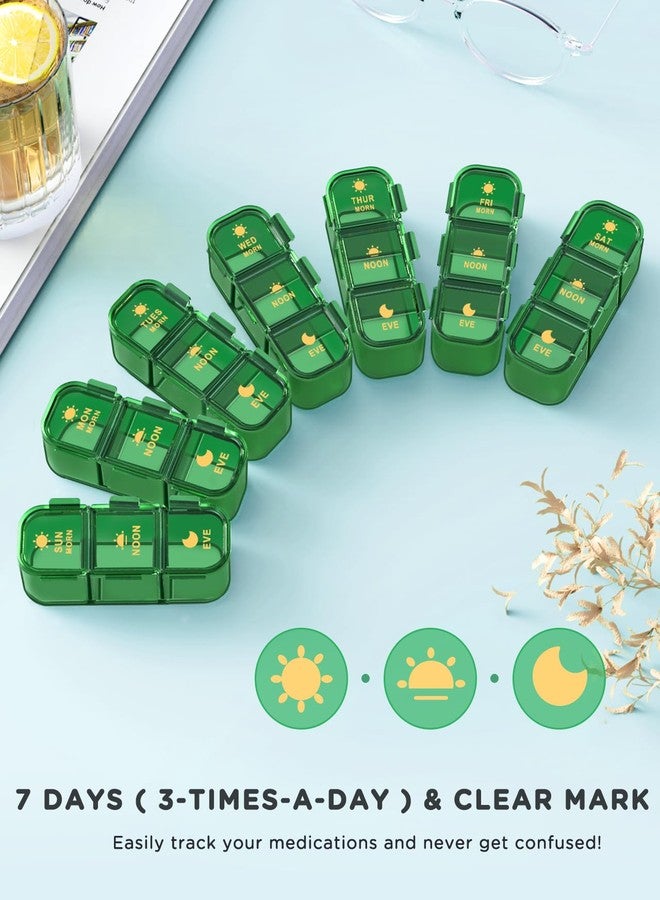 Acedada Pill Organizer 3 Times A Day, 7-Day Pill Box 3 Times A Day - Acedada Weekly Medicine Box Organizer, 7 Detachable Portable Daily Pill Container Dispenser Case for Vitamins Fish Oils Supplements, Green - Image 3