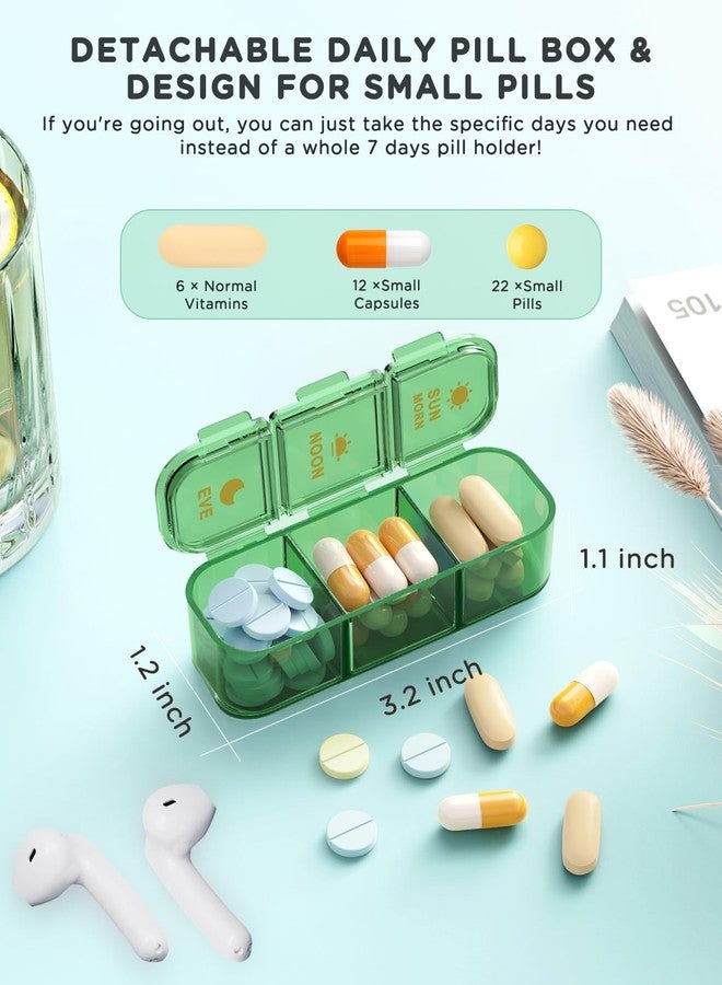 Acedada Pill Organizer 3 Times A Day, 7-Day Pill Box 3 Times A Day - Acedada Weekly Medicine Box Organizer, 7 Detachable Portable Daily Pill Container Dispenser Case for Vitamins Fish Oils Supplements, Green - Image 5