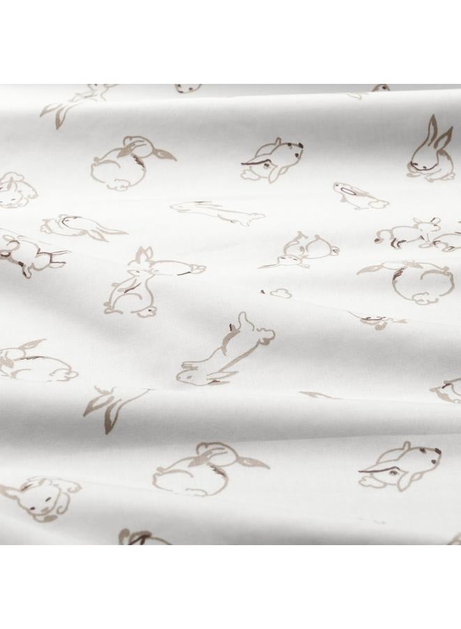 erorex Duvet cover 1 pillowcase for cot, rabbit pattern/white/beige, 110x125/35x55 cm - Image 5