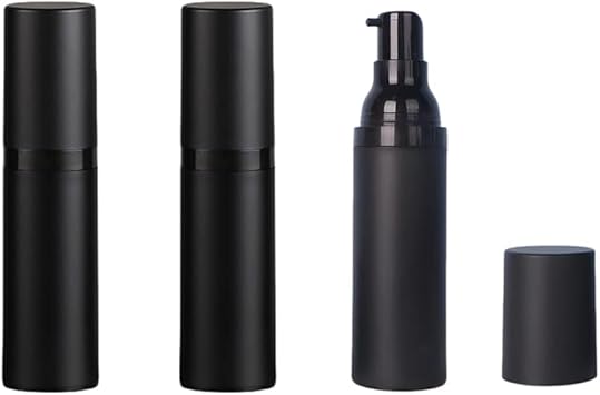 Upstore 3 Pcs 30ml 1oz Black Plastic Airless Pump Bottles Travel Vacuum Lotion Dispensers Refillable Cosmetic Containers for Foundation Cream Essential oil Serum - Image 1