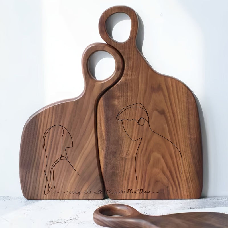 Endless Love Couple's Moments Walnut Wood Custom Engraved Cheese Board Set of 2pcs with Handle for Anniversary, Birthday and Family Gatherings - Image 5