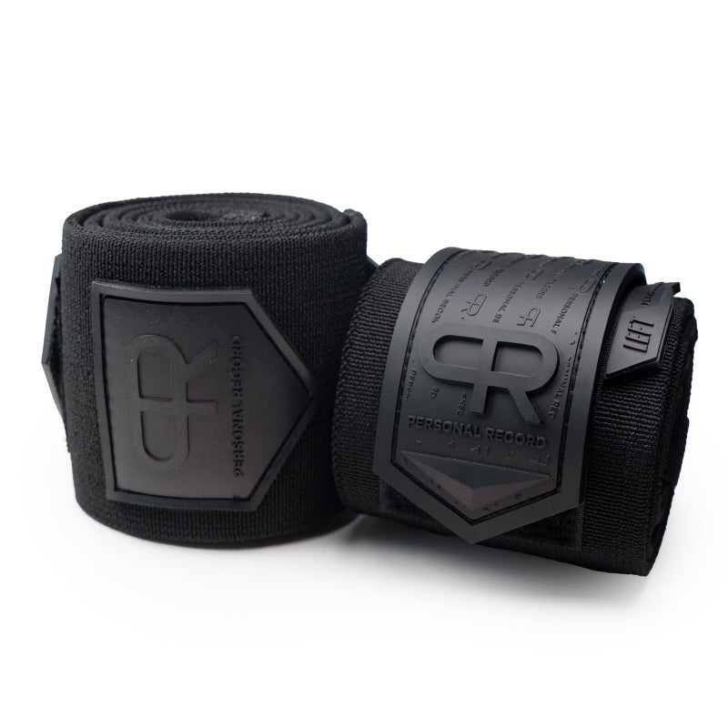 PR Personal Record Elbow Wraps for Weightlifting - Heavy Duty Construction, 25% More Elasticity, Reinforced Stitching, Extra Wide Fastener, Easy to Adjust, All Black - Image 4