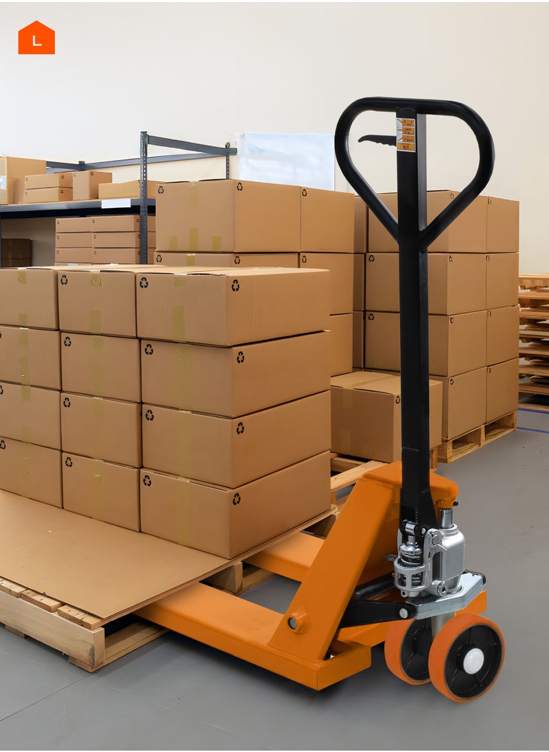 Hydraulic Pallet Jack with Red Wheels-2.5T-Heavy Duty Pallet Truck with PU Wheels-Industrial Manual Jack for Smooth Rolling and Efficient Pallet Handling in Warehouses and Distribution Centers