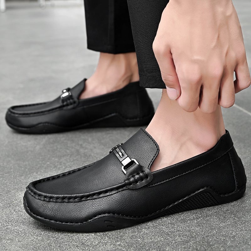 Plus Size 46 Tods Men'S British Casual Slip-On Work Shoes Black Leather Shoes Sports Driving Shoes - Image 3