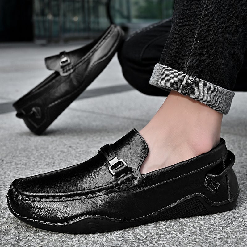 Plus Size 46 Tods Men'S British Casual Slip-On Work Shoes Black Leather Shoes Sports Driving Shoes - Image 4
