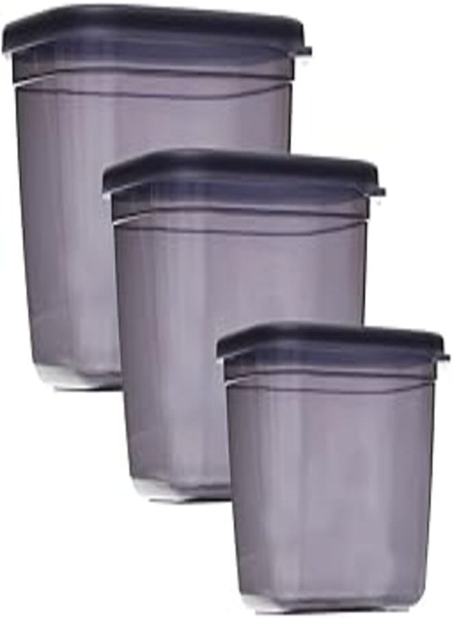 AKSA - Aksa Mono Plastic Rectangle Slide Food Containers Set of 3 Pieces - Transparent - Image 1