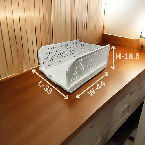 Aliensware 3Pcs Large Size Clothes Storage Rack, Cloth Organizer for Cupboard, Wardrobe, Stackable & Foldable Basket Closet Organiser Drawer for Almirah, Living Room, Kitchen, Office-Aliens-White - Image 2