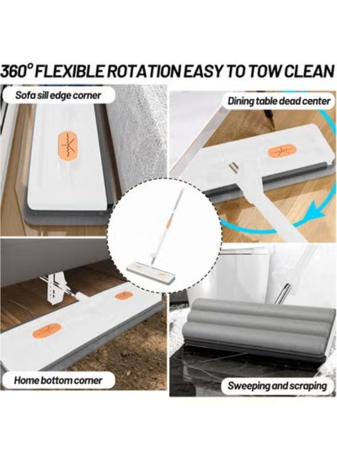 Flat mop with foldable bucket and 3 washable cloths – suitable for cleaning floors, ceramics and wood - Image 5