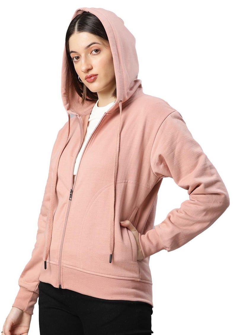 ADBUCKS Sweatshirts for Women Stylish Winter | Women Sweatshirt for Winter Stylish | Fleece Hoodie for Womens Peach - Image 2