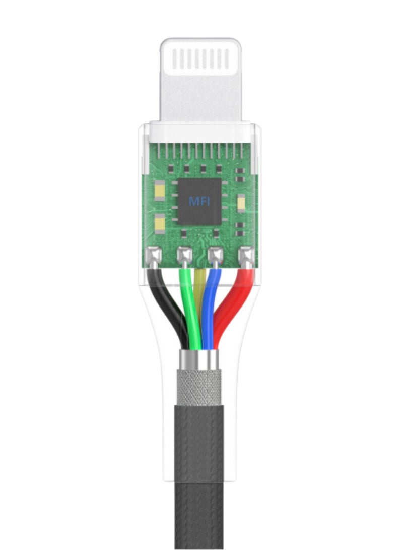 Huntkey L03 - USB C to lightning, MFI approved Cotton Braided Aluminum Shell Fast Charging Cable iPhone 14 13 12 11 Pro, iPad, iPod Current: 3A, 2M - Image 2
