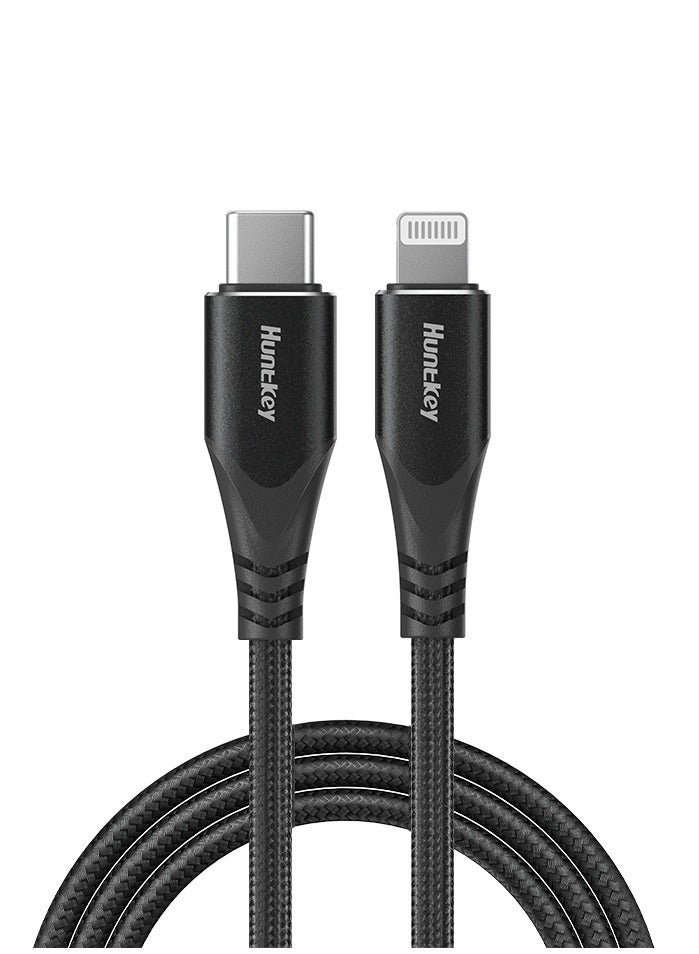 Huntkey L03 - USB C to lightning, MFI approved Cotton Braided Aluminum Shell Fast Charging Cable iPhone 14 13 12 11 Pro, iPad, iPod Current: 3A, 2M - Image 3