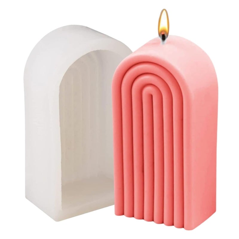 ShoppeeCity Shoppeecity Rainbow Arch Candle Molds I 3D Geometric UShaped Striped Pillar Silicone Simple Lines Plaster Mould I for DIY Handmade Ornament Chocolate Cake Dcor Soap Resin Art Craft Making 4 Ring  - Image 1