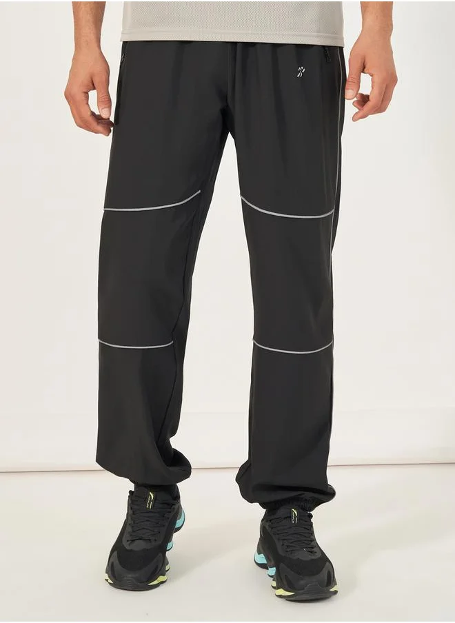 Styli 4-Way Stretch Woven Cargo Fit Training Track Pants with Contrast Piping Detail