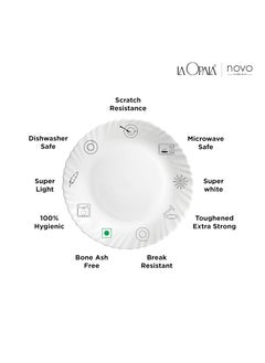 La Opala La Opala, Novo Collection, Opal Glass Dinner Set 23 pcs, Dainty Swirls, White  - Image 4