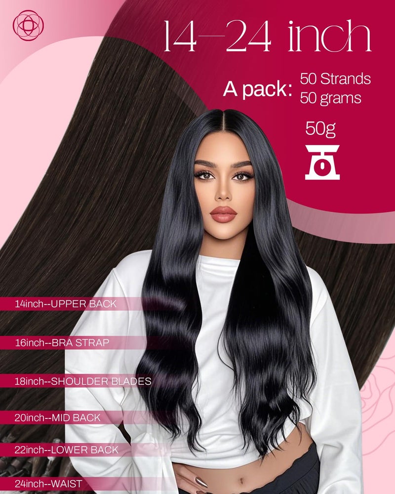 Moresoo Micro Beads Hair Extensions Human Hair Brown Micro Loop Hair Extensions Real Human Hair Darkest Brown Microbead Extensions Brown 50G 50S 18 Inch - Image 3