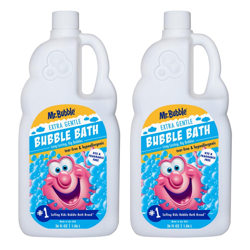 Mr. Bubble Extra Gentle Bubble Bath - Hypoallergenic, Tear Free Bubble Bath Solution Perfect for Sensitive Skin (Pack of 2 Bottles, 36 fl oz Each) - Image 1
