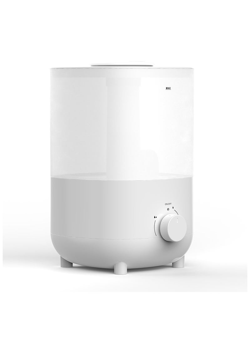 مرطب هواء أبيض سعة 2 لتر - تشغيل بلمسة واحدة، رذاذ قابل للتعديل بزاوية 360 درجة، يعمل بالموجات فوق الصوتية، هادئ لغرفة النوم والمكتب