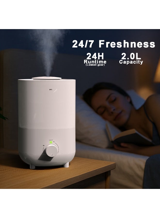iTOMA 2L Humidifiers for Bedroom Baby Room, Cool Mist Humidifier for Home, Office & Plant, Auto-Off, Quiet Operation with 360° Rotation Nozzle White - Image 5