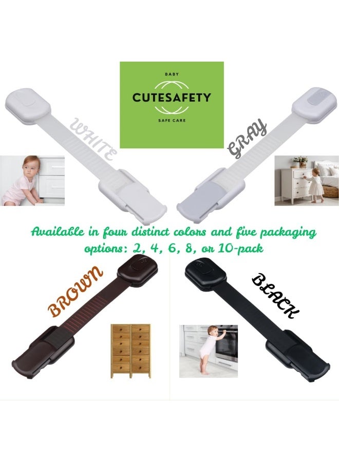 CUTESAFETY Child Proof Safety Locks - Baby Proofing Cabinet Lock with 6 Extra 3M Adhesives - Adjustable Strap Latches to Cabinets, Drawers, Cupboard, Oven, Fridge, Closet Seat, Door, Window - Image 4